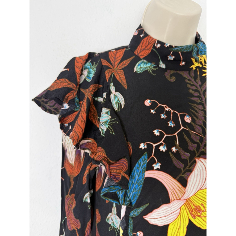 H&M Floral Ruffled Maxi Dress Sz 2 Dark Feminine Boho Autumn Bloggers Favorite - Picture 10 of 16